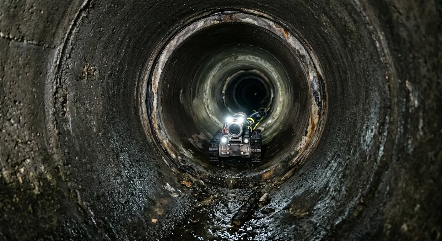 Robotic sewer camera inspecting pipe interior for Sewer Line Repair in West Boylston
